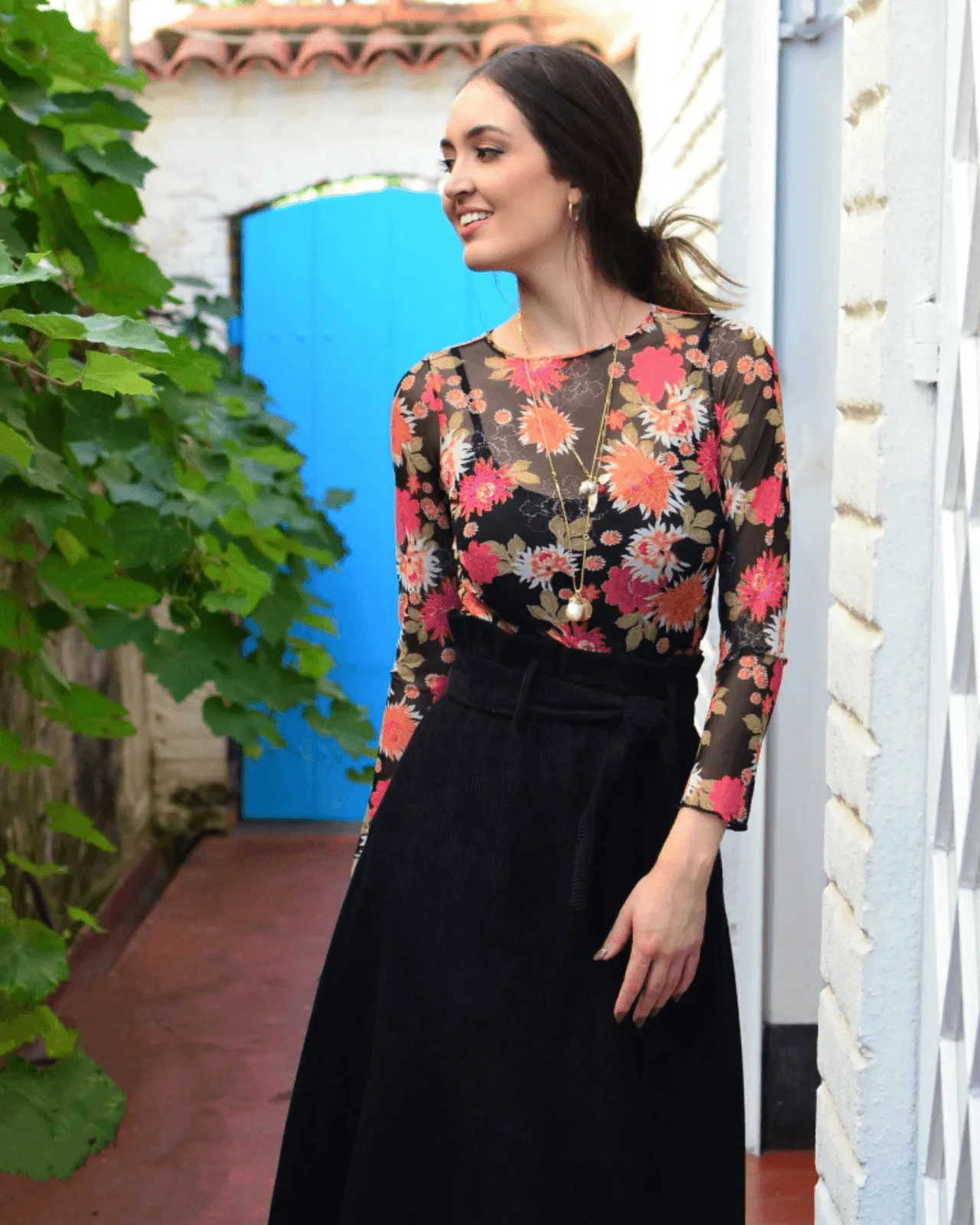 Blusa Tule Manga Estampado