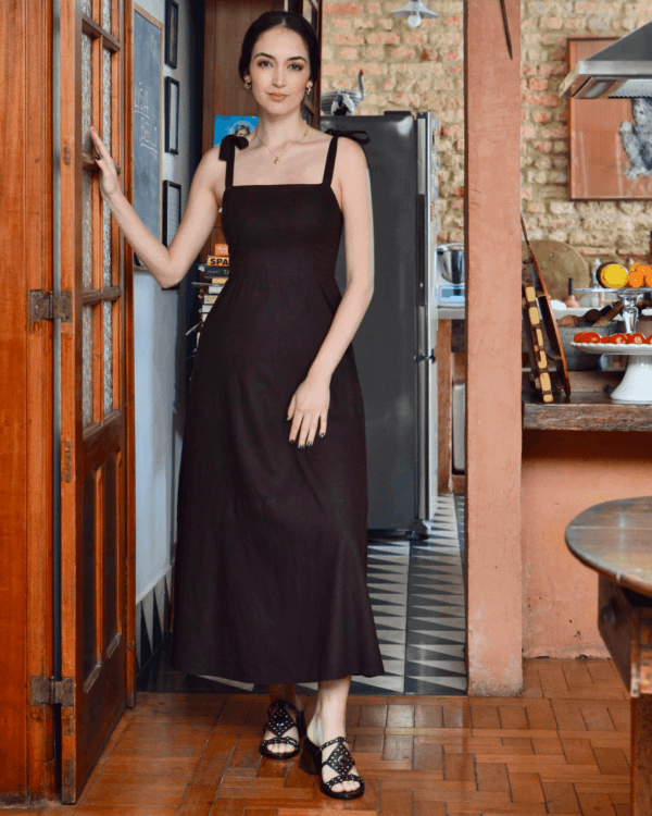 Vestido com Laço Linho