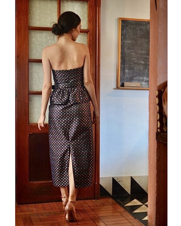 Vestido Tomara que Caia Peplum - Poá