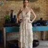 Vestido Tule Bordado Camadas