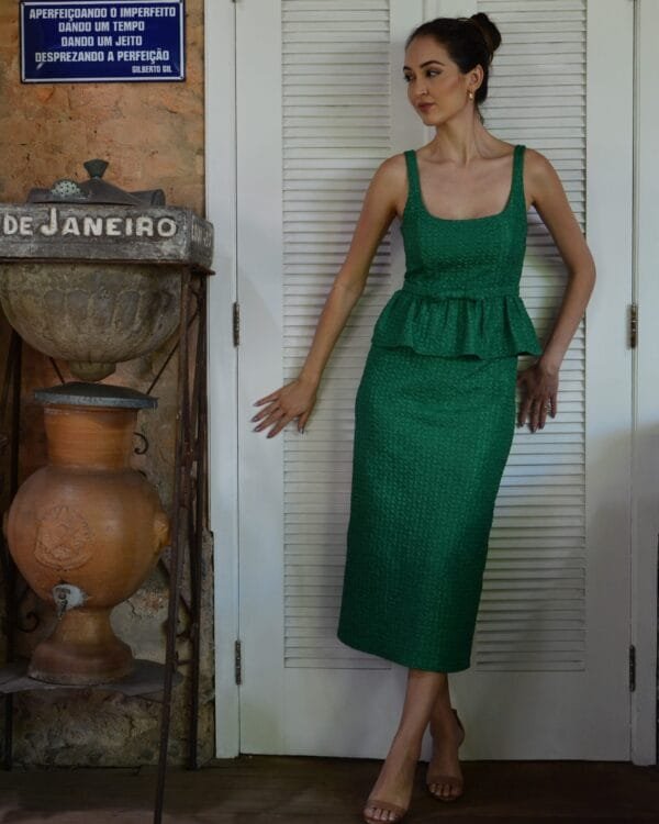 Vestido Peplum - Verde