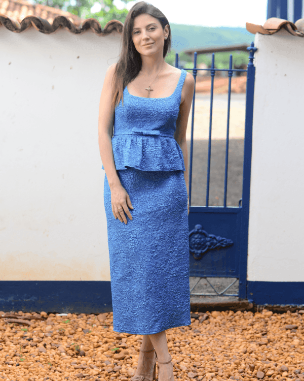 VESTIDO PEPLUM - AZUL