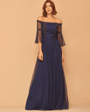 VESTIDO LONGO POA COM BABADO