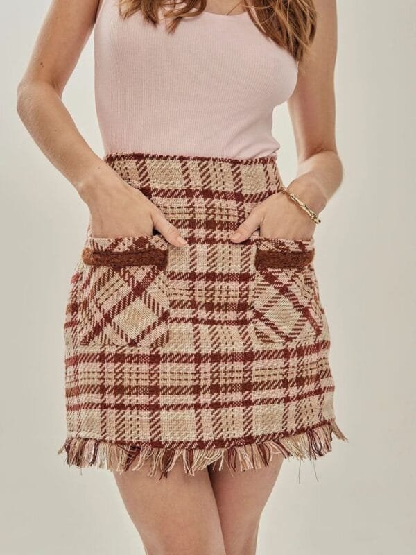 SAIA DESFIADO TWEED MARROM - Imagem 2