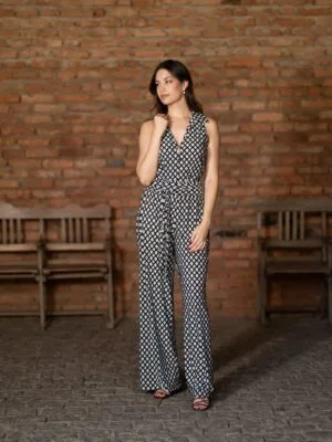 CALÇA PANTALONA COM ELASTICO | PRETO E BRANCO