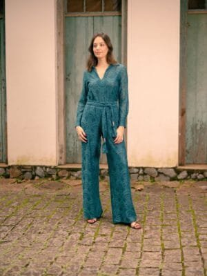 CALÇA RENDA PANTALONA VERDE PETROLEO