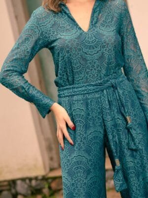 CAMISA RENDA VERDE PETROLEO