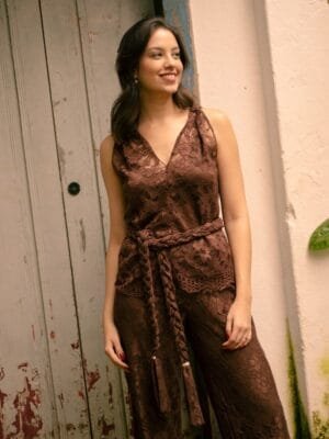 BLUSA RENDA - MARROM